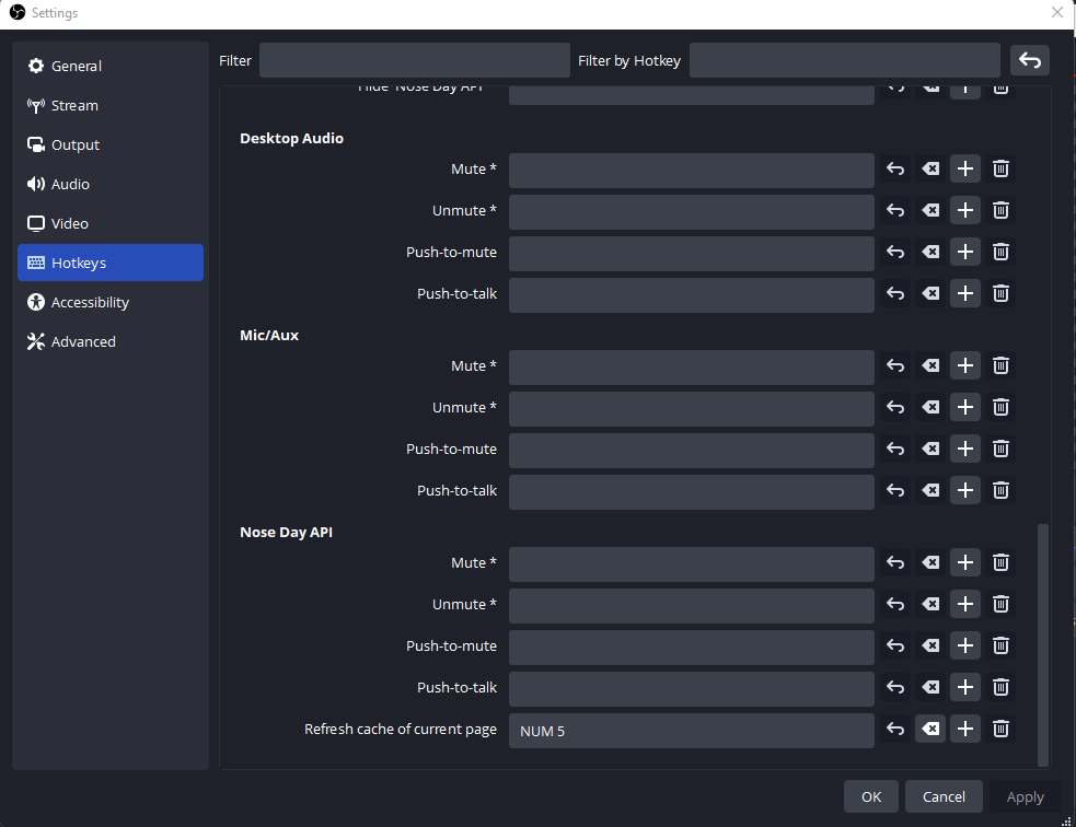 Browser hotkey settings